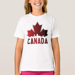 T-shirt Patriotique de feuille d'érable rayée du Canada