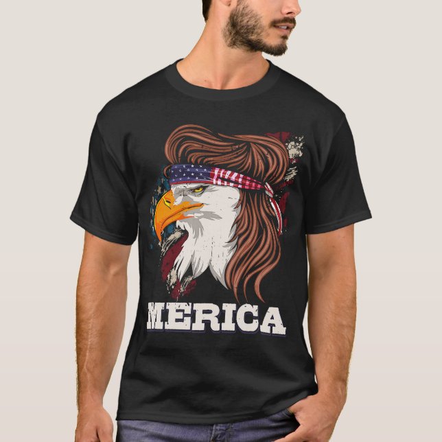 T-shirt Patriotique Eagle Mullet 4 juillet American Pride (Devant)