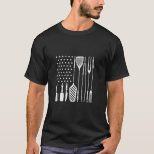 T-shirt Patriotique Grilling BBQ Ustensile US Drapeau Pitm