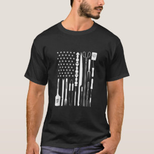 T-shirt Patriotique Grilling BBQ Ustensile US Drapeau Pitm