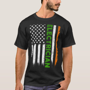 T-shirt Patriotique Irlandais Américain Drapeau Electricie