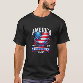 T-shirt Patriotique Liberté papa maman 4 juillet American 