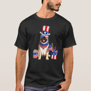 T-shirt patriotique Merica Pug Dog 4 juillet Drape