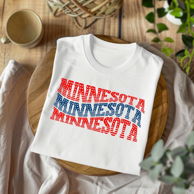 T-shirt Patriotique Minnesota rouge et bleu Boho (Créateur téléchargé)