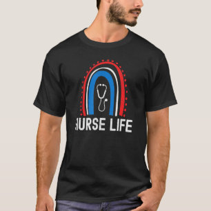 T-shirt Patriotique Nurse Life Arc-en-ciel drapeau américa