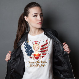 T-shirt Patriotique Nurse Maman Angel avec drapeau américa