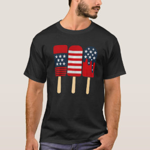 T-shirt Patriotique Popsicles été glace crème Lolly Red Wh