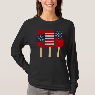 T-shirt Patriotique Popsicles été glace crème Lolly Red Wh