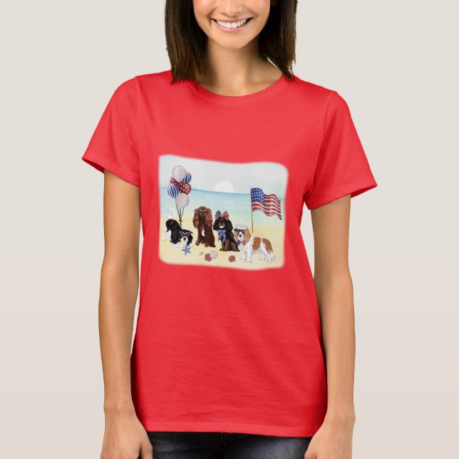 T-shirt Patriotique, Rouge, Blanc, Bleu, 4 juillet Cavalie (Devant)
