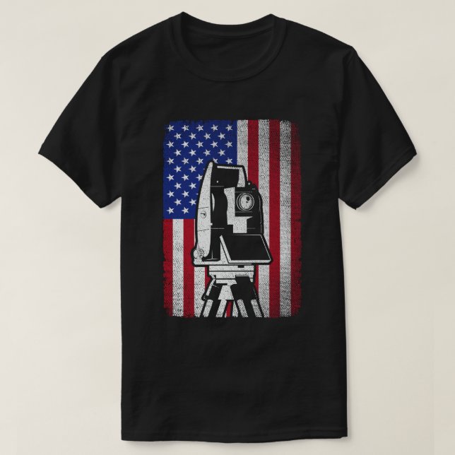 T-shirt Patriotique USA American Flag Land Surveyor (Design devant)