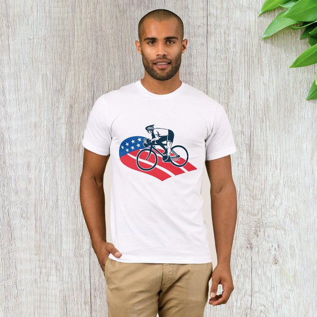 T-shirt Patriotique USA Cyclisme Américain Drapeau Vélo Ri (Créateur téléchargé)