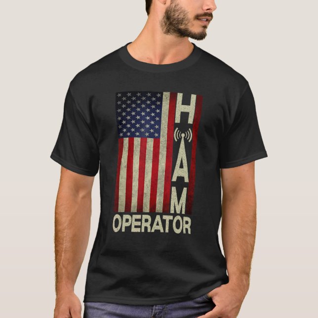 T-shirt Patriotique Usa Drapeau Jambon Radio Amateur Radio (Devant)