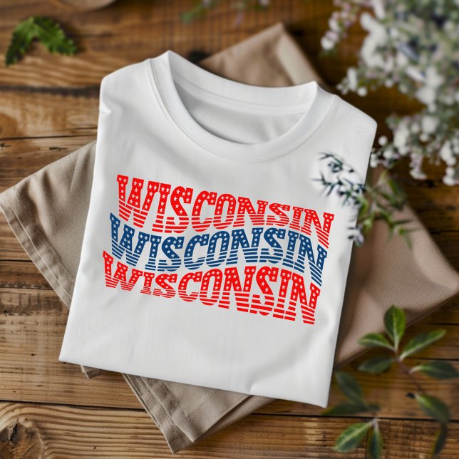 T-shirt Patriotique Wisconsin Rouge et Bleu Boho (Créateur téléchargé)