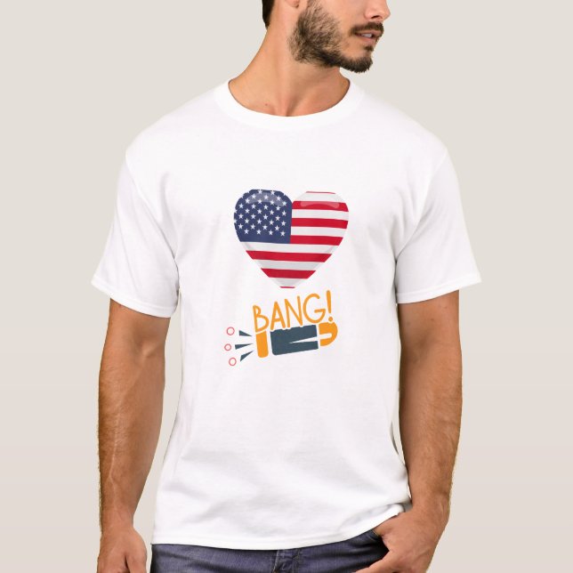 T - Shirt - Patriotisches Herz & Knall! grafisch (Vorderseite)