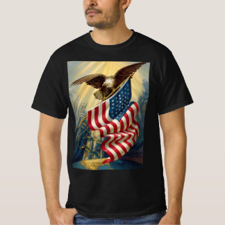 T-shirt Patriotisme Vintage, Drapeau Américain Aigle Patri