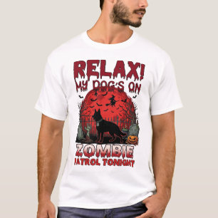 T-shirt Patrouille de zombies détendus ce soir Chien Hallo