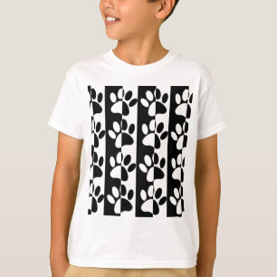 T-shirt Patrouilles Et Rayures De Chien Noir Et Blanc