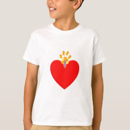 T-shirt Patte de compagnie dorée sur cœur rouge