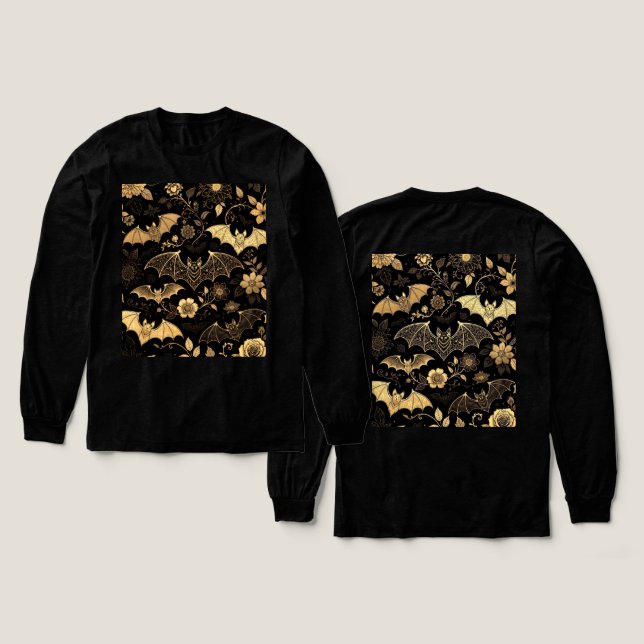 t-shirt pattern with golden bats Tri-Blend shirt (Design Vorderseite & Rückseite)