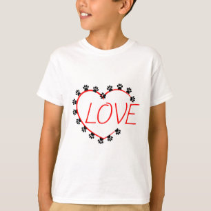 T-shirt Pattes de chien Cœur rouge Amour
