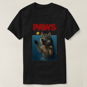 T-shirt Pattes Parodie Loup Noir Pourchassant une Souris M