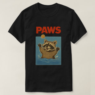 T-shirt Pattes Parodie Raton laveur noir poursuivant une s