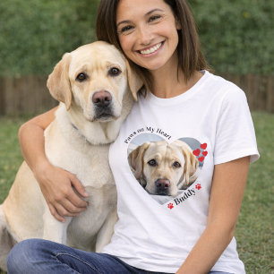 T-shirt Pattes personnalisées sur mon cœur Photo d'animal 