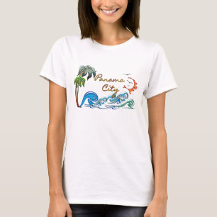 T-shirt paumes 3d, vagues et coucher du soleil PANAMÁ CITY