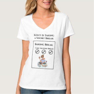 T-shirt Pause Boulangerie Dame Relaxante avec Vin, Chat &