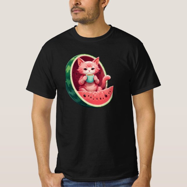 T-shirt Pause café Chat Pastèque (Devant)
