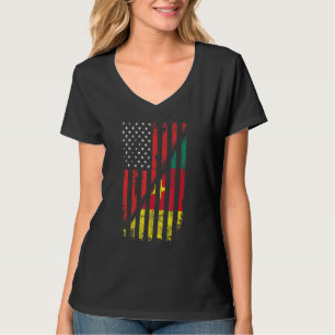 T-shirt Pavillon Camerounais Américain Style Rétro Usa Cam