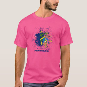 T-shirt Pavillon d'aquarelle de l'île Pitcairn, île Pitcai