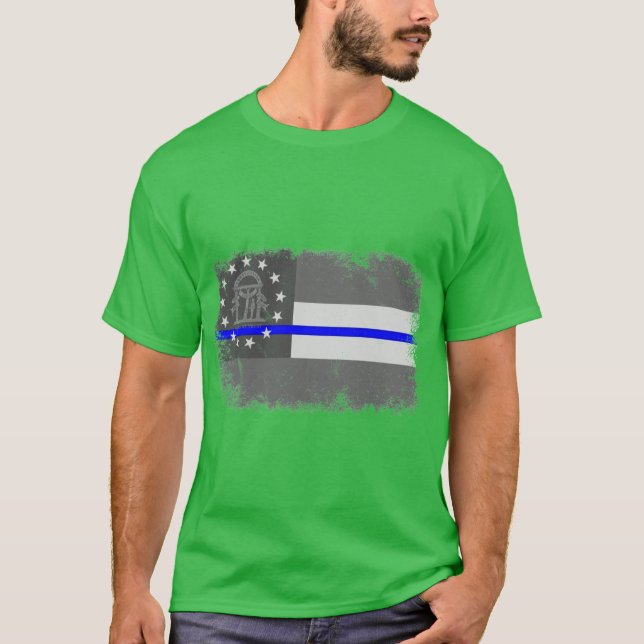 T-shirt Pavillon d'État de la ligne bleue Géorgie (Devant)