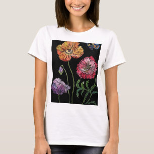 T-shirt Pavot Aquarelle Peinture Art Jardin floral
