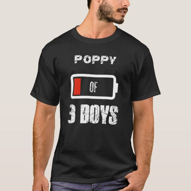 T-shirt Pavot De 3 Garçons Batterie basse Fête des pères S (Devant)