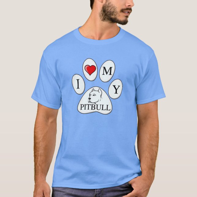 T-shirt PAW - J'aime mon Pit Bull - Love Dogs (Devant)