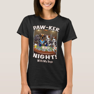T-shirt Paw ker Night Chien Poker Bière De Vos Amis