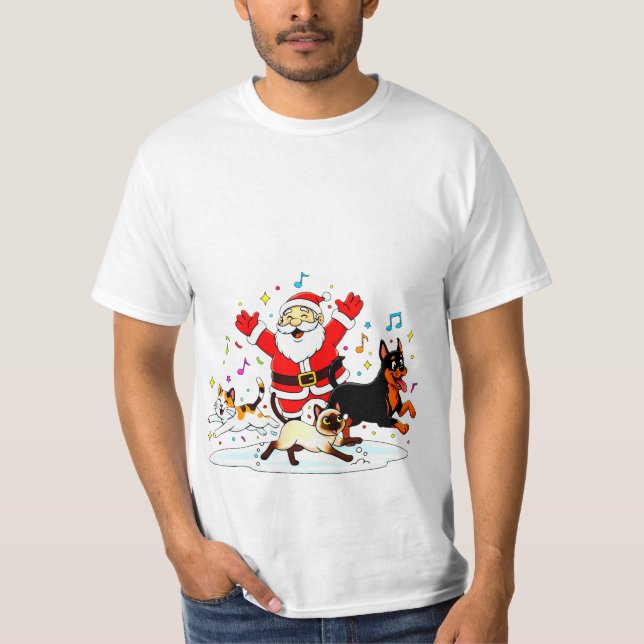 T-shirt Paw-sitive Purr-suit: Santa’s Joyful Chase (Devant)