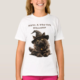 T-shirt Paw-some Halloween Casquette de sorcière de chat n