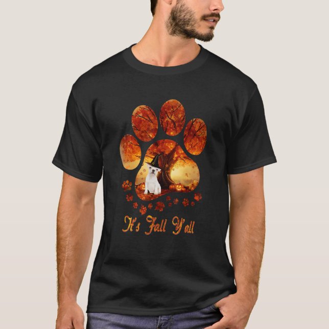 T-shirt Paw Tree C'est automne Y'all Halloween Blanc Franç (Devant)
