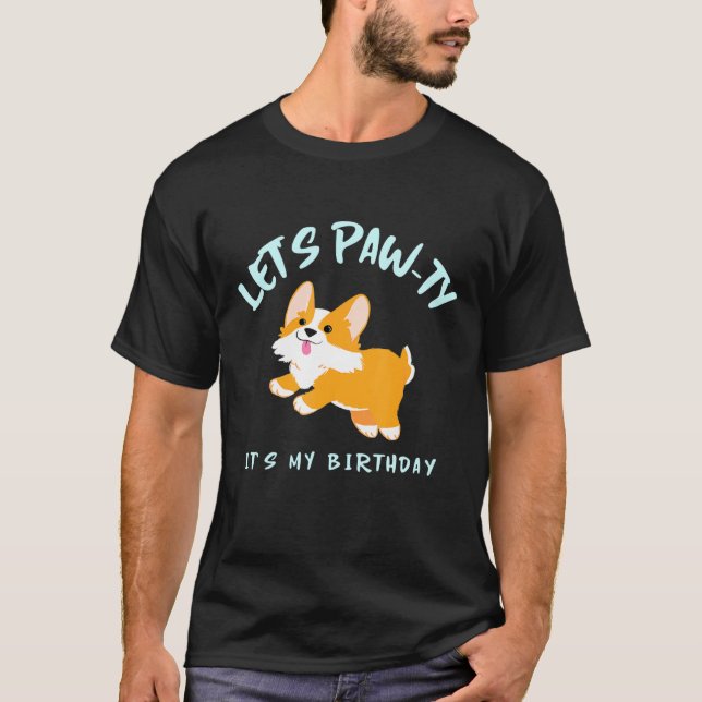 T-shirt Paw Ty Son Anniversaire Joyeux Corgi Chien (Devant)
