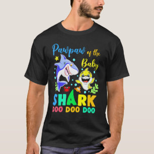 T-shirt Pawpaw Of The Birthday Boy Shark Blue Yellow Doo D