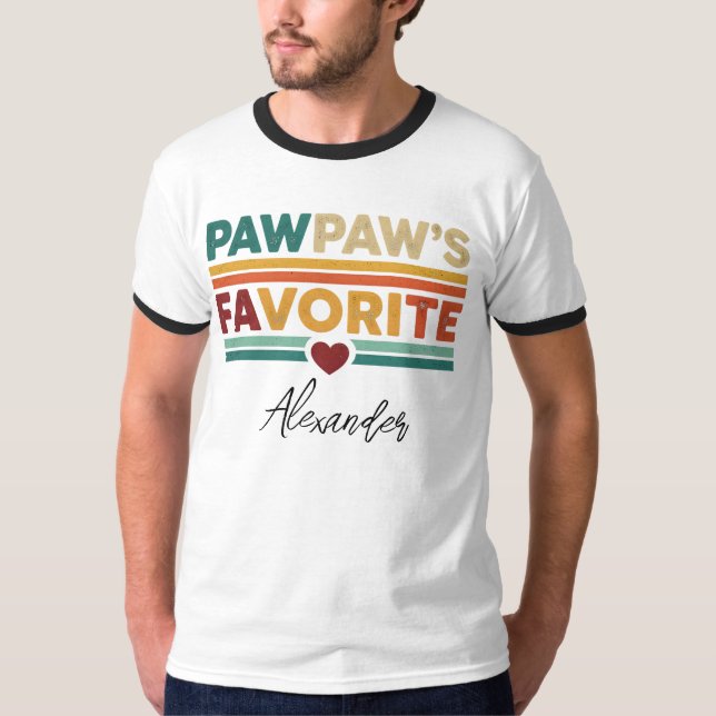 T-shirt Pawpaw's Favorite Retro Simple Modern Script Name (Devant)