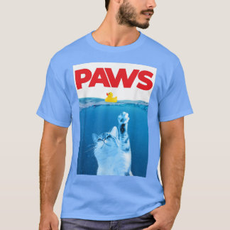 T-shirt PAWS Cat and Yellow Rubber Duck Cute Kitten Funny 