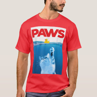 T-shirt PAWS Chat Et Canard Jaune En Caoutchouc Cute Kitte
