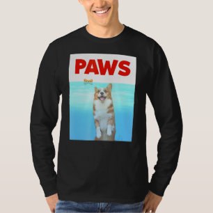 T-shirt Paws Chien parodie 80s Corgi Shark Funny Chien