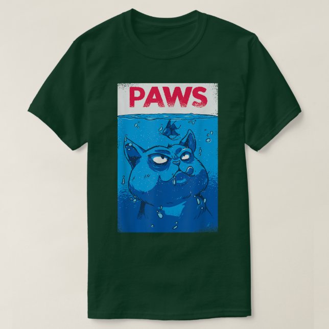 T-shirt PAWS Drôle Chat Parodie Hommes Femmes  (Design devant)