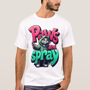 T-shirt Paws et Spray - Graffiti urbain Chat, Street Art