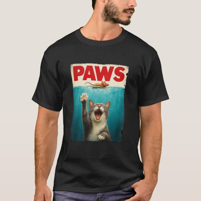 T-shirt PAWS Funny Chat et souris Poster de parodie - Cute (Devant)