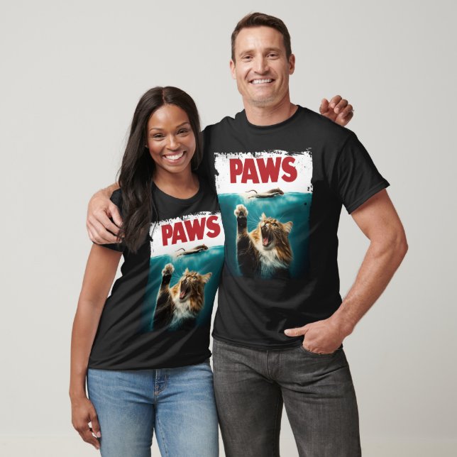 T-shirt PAWS Parodie Souris Chat Humoristique Chat Chasse  (Unisexe)